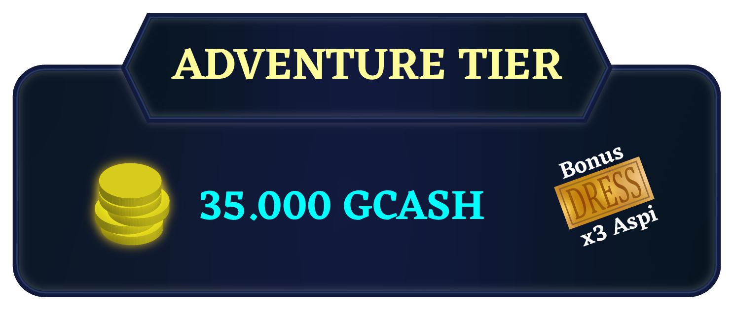 Adventure Tier — 35,000 GCash, bonus dress x3 aspiration